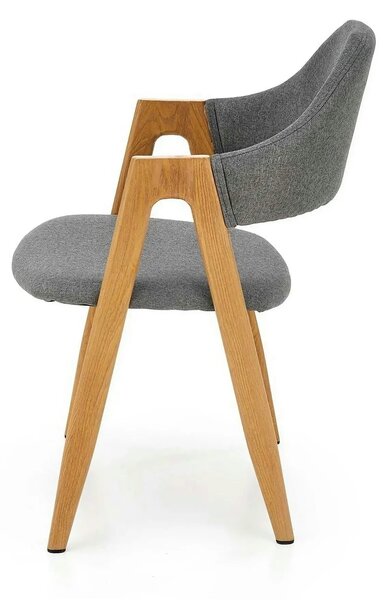 Scaun K344, gri/stejar, stofa clasica/metal, 53X51X80 CM