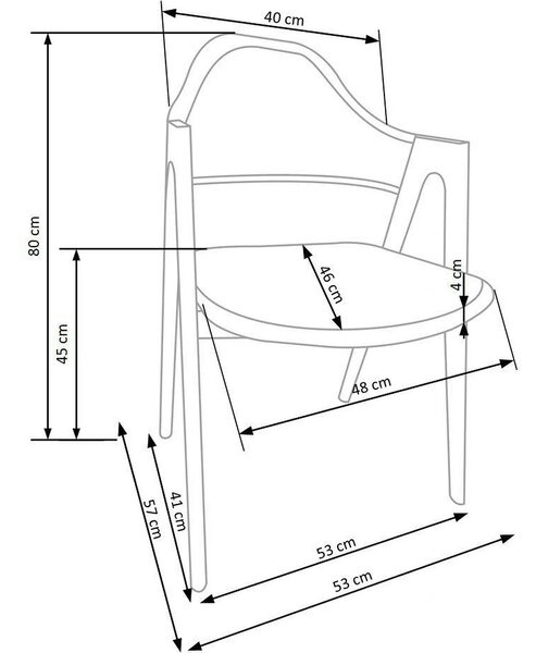 Scaun K344, gri/stejar, stofa clasica/metal, 53X51X80 CM