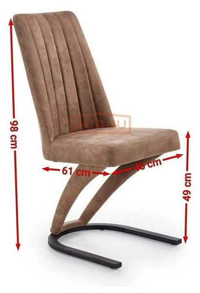 Scaun dining maro K338, maro/negru, piele ecologica/metal, 46X61X98 CM