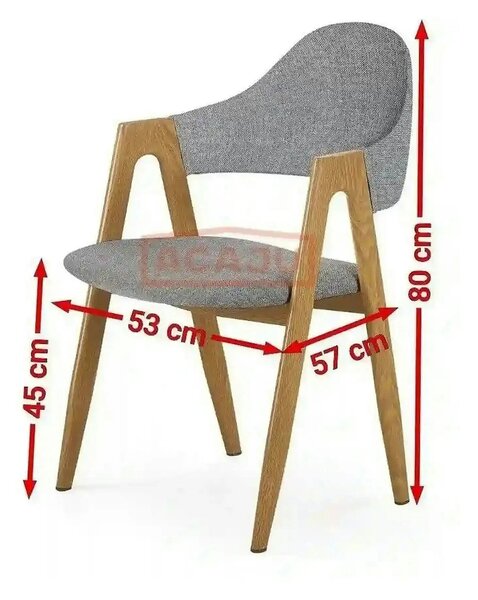 Scaun K344, gri/stejar, stofa clasica/metal, 53X51X80 CM