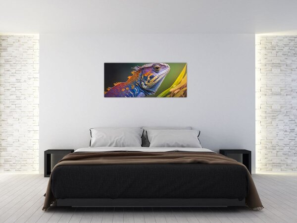 Tablou - Iguana colorată (120x50 cm)