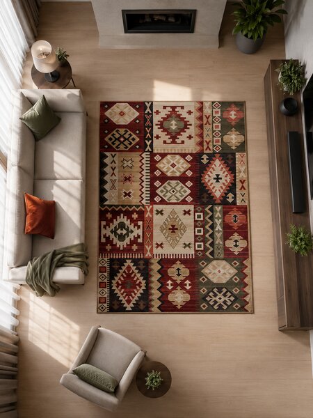Covor Lotos 15081-230, Marime 200 x 300 cm, Rosu, Inaltime Fir 8 mm, Antialergic, Polipropilena, Living, Dormitor, Sufragerie, Birou 200 x 300