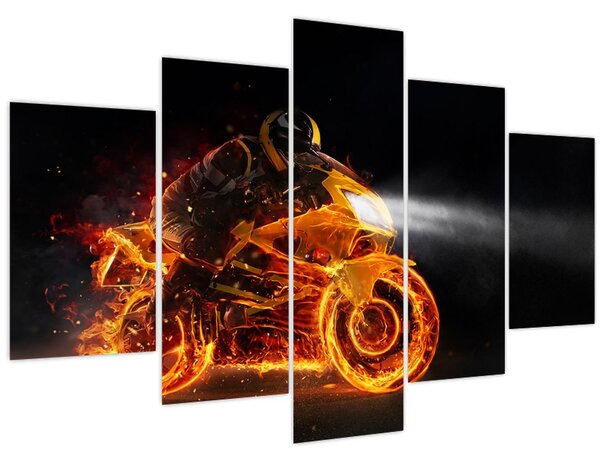Tablou - Motociclist cu flăcări (150x105 cm)