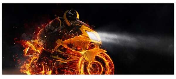Tablou - Motociclist cu flăcări (120x50 cm)