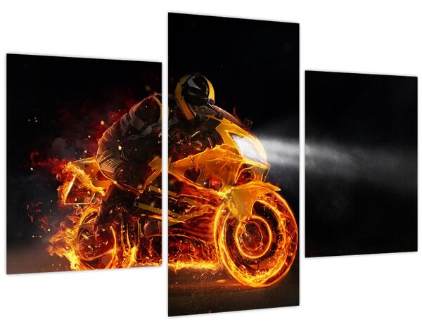 Tablou - Motociclist cu flăcări (90x60 cm)