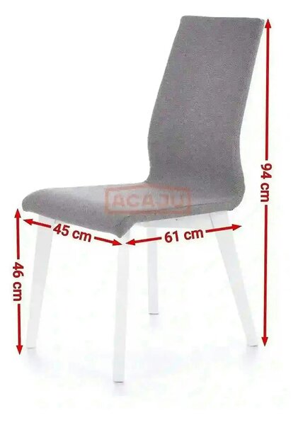 Scaun tapitat Focus, gri/alb, stofa clasica/lemn de fag, 45X61X94 CM