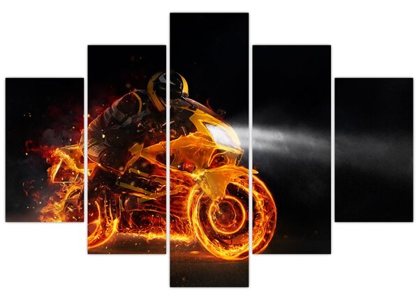 Tablou - Motociclist cu flăcări (150x105 cm)