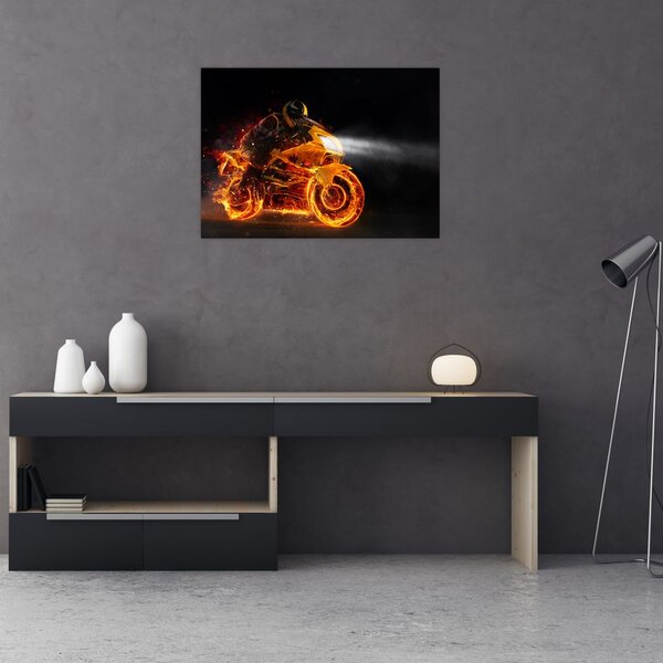 Tablou - Motociclist cu flăcări (70x50 cm)