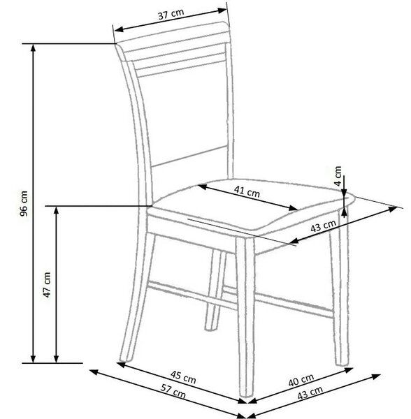 Scaun SYLWEK, gri/alb, stofa clasica/lemn, 43X56X96 cm