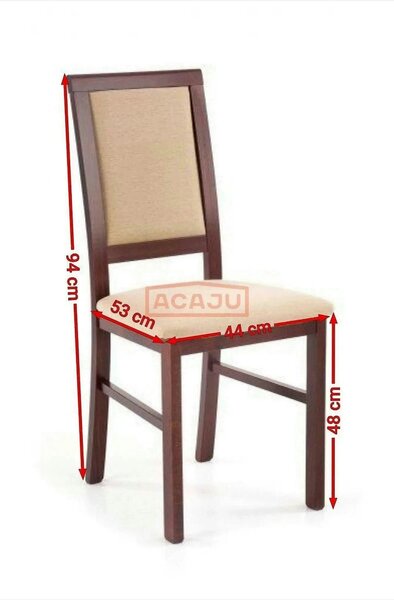 Scaun SYLWEK BIS, bej/nuc inchis, stofa clasica/lemn de fag, 44x53x94