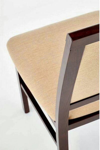 Scaun SYLWEK BIS, bej/nuc inchis, stofa clasica/lemn de fag, 44x53x94