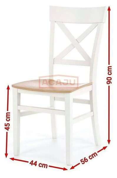 Scaun Tutti, stejar/alb, lemn de fag, 44X56X90 CM