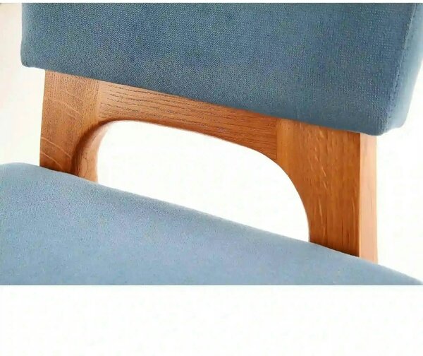 Scaun living WENANTY, albastru/stejar, stofa clasica/lemn, 43x56x91 cm