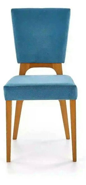 Scaun living WENANTY, albastru/stejar, stofa clasica/lemn, 43x56x91 cm