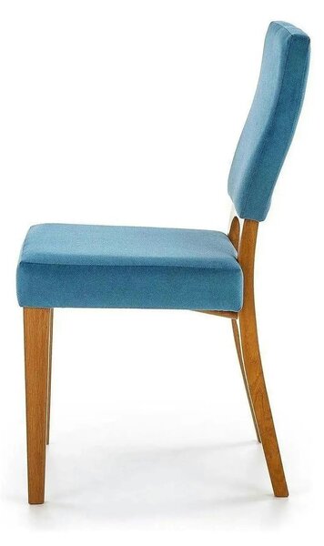 Scaun living WENANTY, albastru/stejar, stofa clasica/lemn, 43x56x91 cm