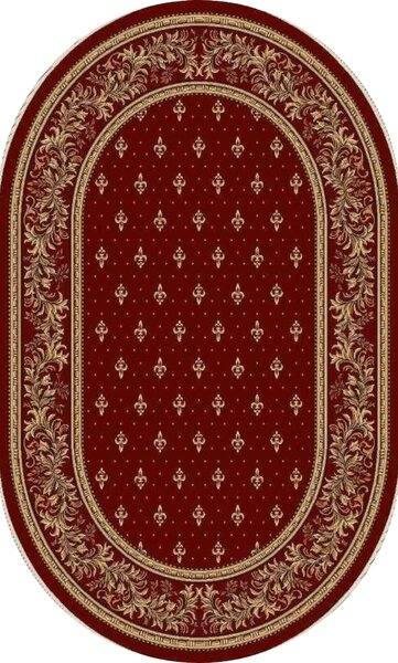 Covor Oval Bisericesc Lotos 15033-210, Marime 80 x 150 cm, Grena, Rosu, Inaltime Fir 8 mm, Antialergic, Polipropilena, Manastire, Biserica, Altar