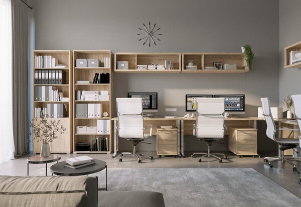 Biblioteca OFFICE LINE 11, stejar sonoma, PAL, 79x35x221 cm