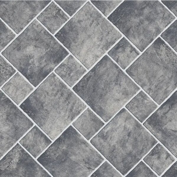 Linoleum Rezidential Antiderapant Clasa 21, Belgia, Sand Stone 919, Suport Spuma, Grosime 2.3 mm, Imitatie Piatra, Gri, PVC, Latime 2m, Marime 200 x