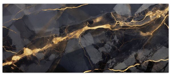Tablou - Negru - decor auriu (120x50 cm)