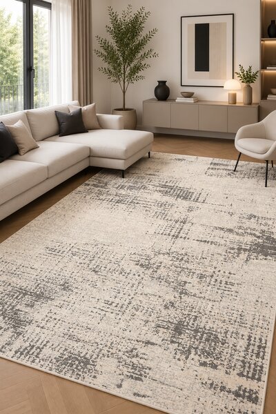 Covor Calvin Klein CK953, Crem, Bej, Marime 97 x 152 cm, Modern, Ideal pentru Living, Dormitor, Birou, Sufragerie 97 x 152