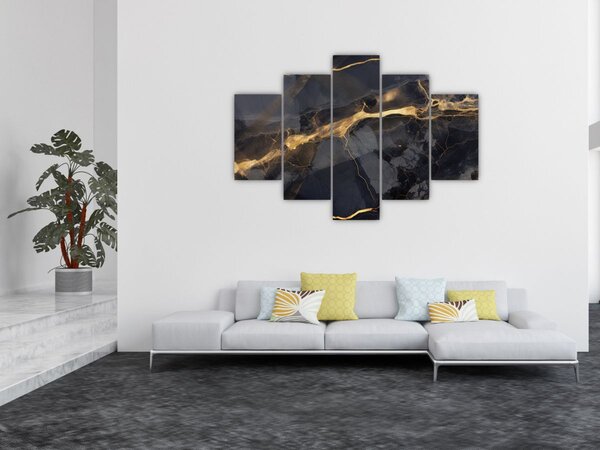 Tablou - Negru - decor auriu (150x105 cm)