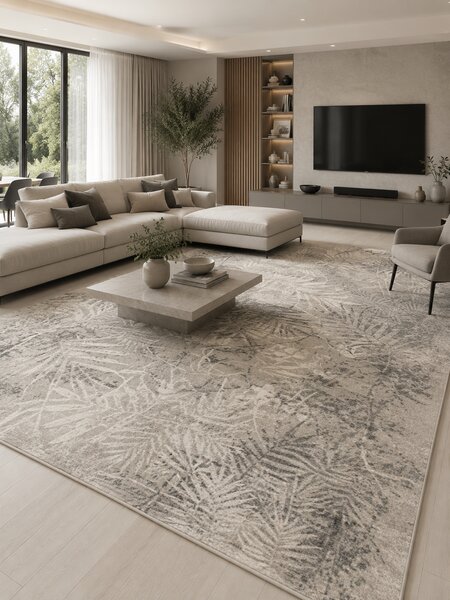 Covor Anny 33039-160, Marime 78 x 150 cm, Bej, Crem, Gri, Inaltime Fir 7 mm, Antialergic, Polipropilena, Living, Dormitor, Sufragerie, Birou 78 x 150