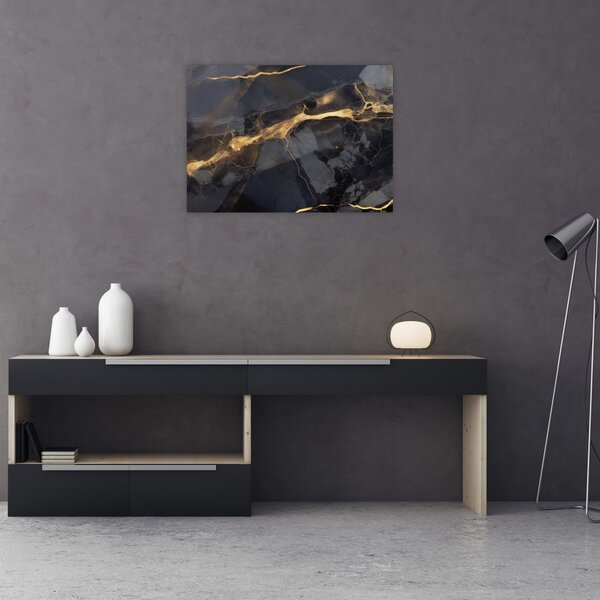 Tablou - Negru - decor auriu (70x50 cm)