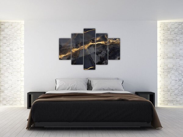 Tablou - Negru - decor auriu (150x105 cm)