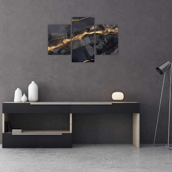 Tablou - Negru - decor auriu (90x60 cm)
