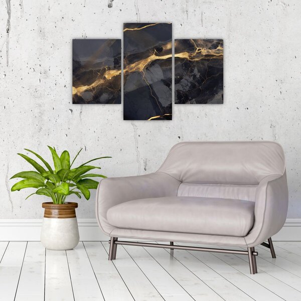 Tablou - Negru - decor auriu (90x60 cm)