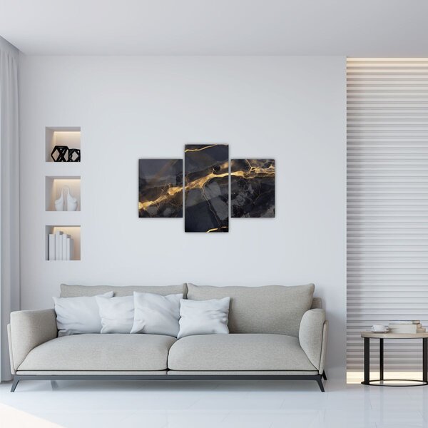 Tablou - Negru - decor auriu (90x60 cm)