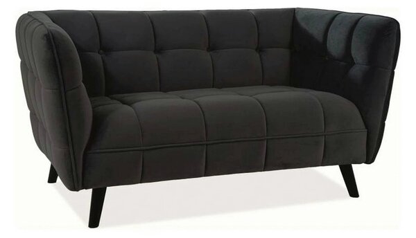 Canapea CASTELLO 2, negru - Bluvel 19, stofa catifelata/lemn, 145x85x7