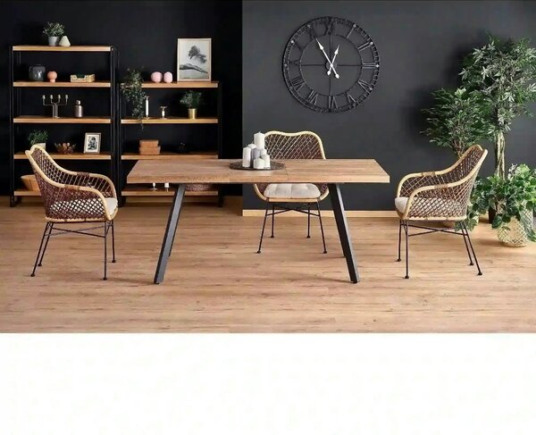 Masa extensibila BERLIN, stejar/negru, 140/180x85x76 cm