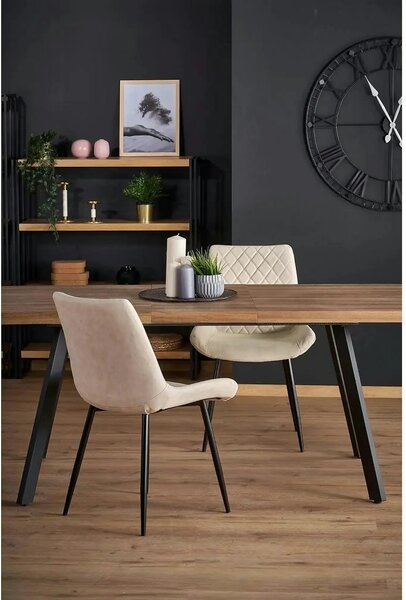 Masa extensibila BERLIN, stejar/negru, 140/180x85x76 cm