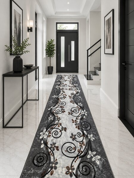 Traversa Print Seoul, Tesatura Plata, Latime 0.6m, Marime 60 x 300 cm, Gri, Festonata Surfilata Tivita, Antialergica, Polipropilena, Living