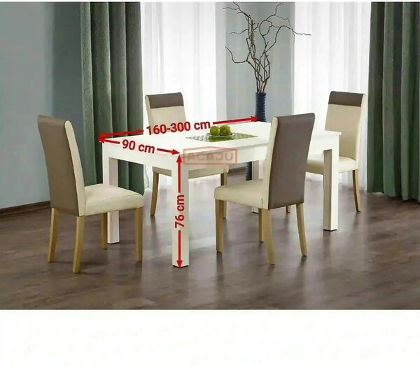 Masa extensibila 300 cm SEWERYN, alba, PAL
