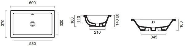 Catalano Zero lavoar 60x37 cm dreptunghiular încastrat-sub blat alb luciu 0124610001