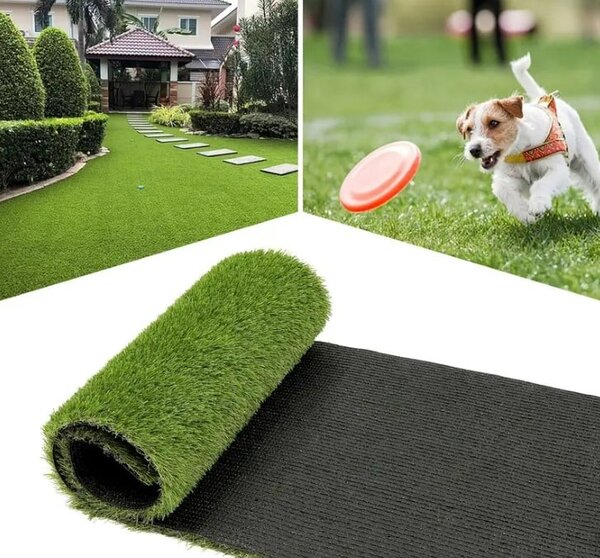 Gazon Artificial Premium, Lungime Fir 38 mm, Latime 2m, Marime 200 x 200 cm, 3 Nuante de Verde, Fire Drepte si Carliontate, Imitatie Perfecta Gazon
