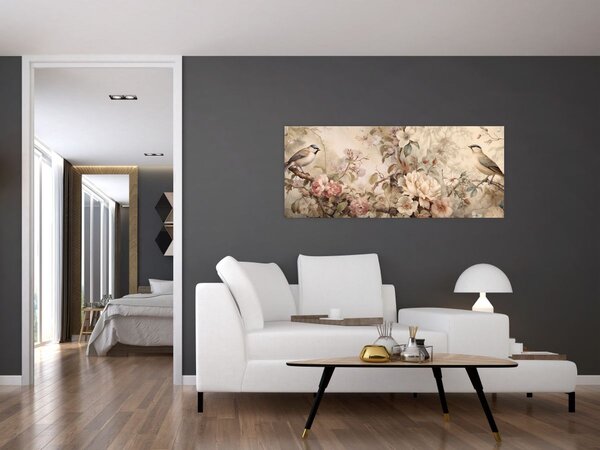 Tablou - Vintage pictura pasăre (120x50 cm)