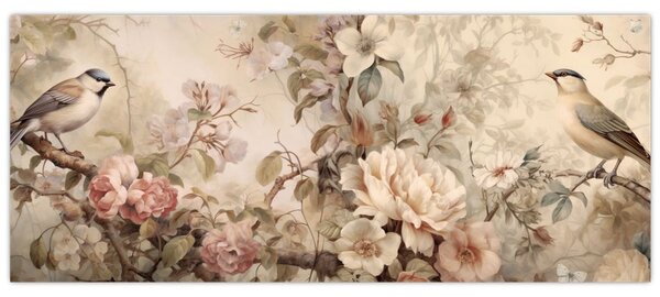Tablou - Vintage pictura pasăre (120x50 cm)
