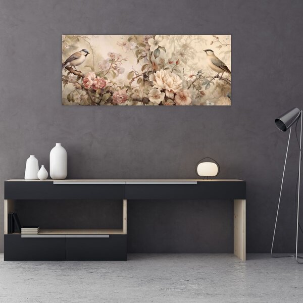 Tablou - Vintage pictura pasăre (120x50 cm)