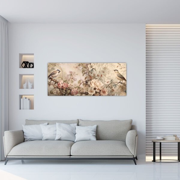 Tablou - Vintage pictura pasăre (120x50 cm)