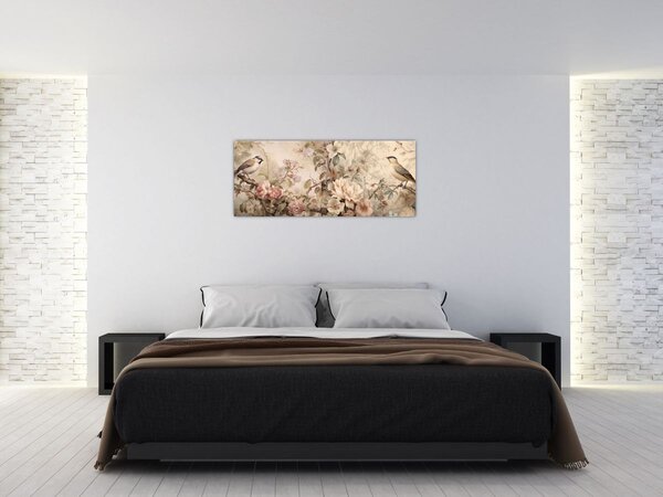 Tablou - Vintage pictura pasăre (120x50 cm)