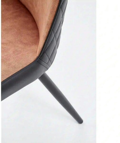Scaun tapitat K323, maro/negru, piele ecologica/metal, 45x59x88 cm