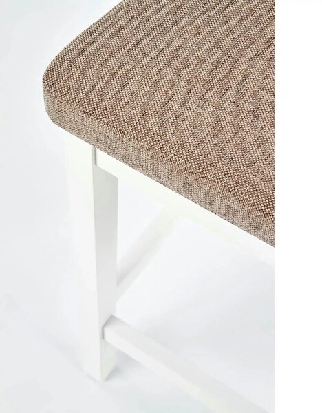 Scaun bar BORYS LOW, bej - Inari 23/alb, stofa/lemn, 41x48x83 cm