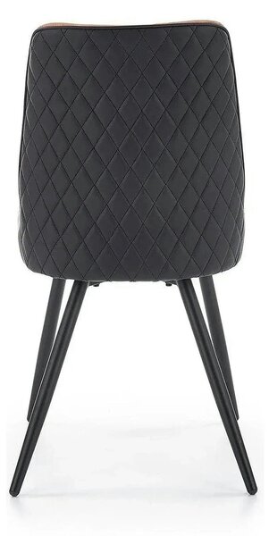 Scaun tapitat K323, maro/negru, piele ecologica/metal, 45x59x88 cm