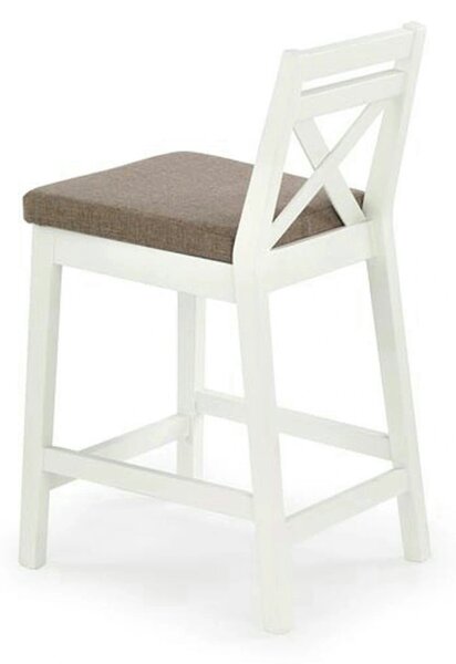 Scaun bar BORYS LOW, bej - Inari 23/alb, stofa/lemn, 41x48x83 cm