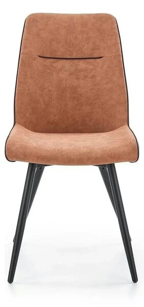Scaun tapitat K323, maro/negru, piele ecologica/metal, 45x59x88 cm