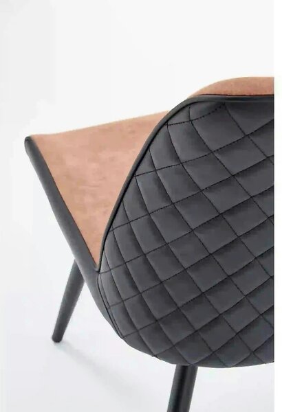 Scaun tapitat K323, maro/negru, piele ecologica/metal, 45x59x88 cm
