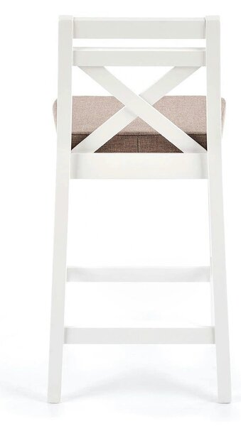 Scaun bar BORYS LOW, bej - Inari 23/alb, stofa/lemn, 41x48x83 cm